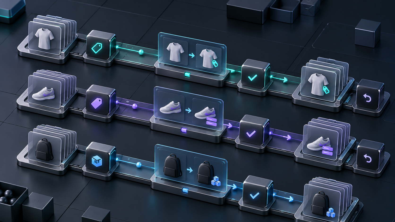 Three isolated ecommerce update tracks with preview checkpoints
