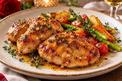 Honey Glazed Meat Patties with Roasted Vegetables.2