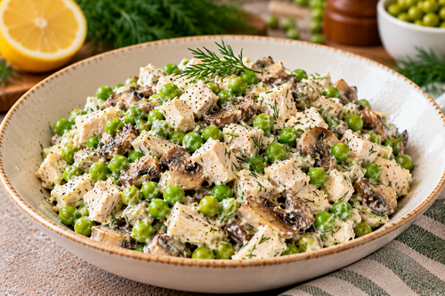 Creamy Chicken, Mushroom and Pea Salad.2