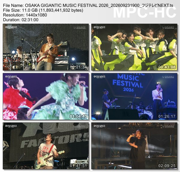 OSAKA GIGANTIC MUSIC FESTIVAL 2026 DAY3&4 (FujiTV NEXT 2026.09.23) OSAKA GIGANTIC MUSIC FESTIVAL 2026 DAY3&4 (FujiTV NEXT 2026.09.23)