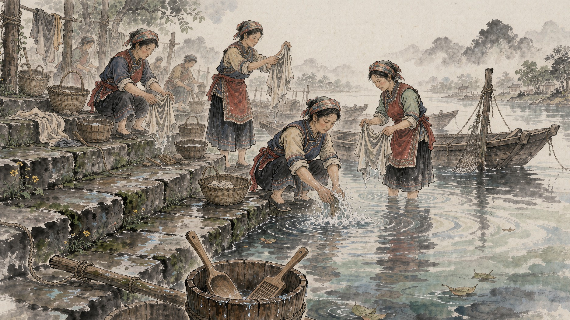 百色·大码头浣衣细节