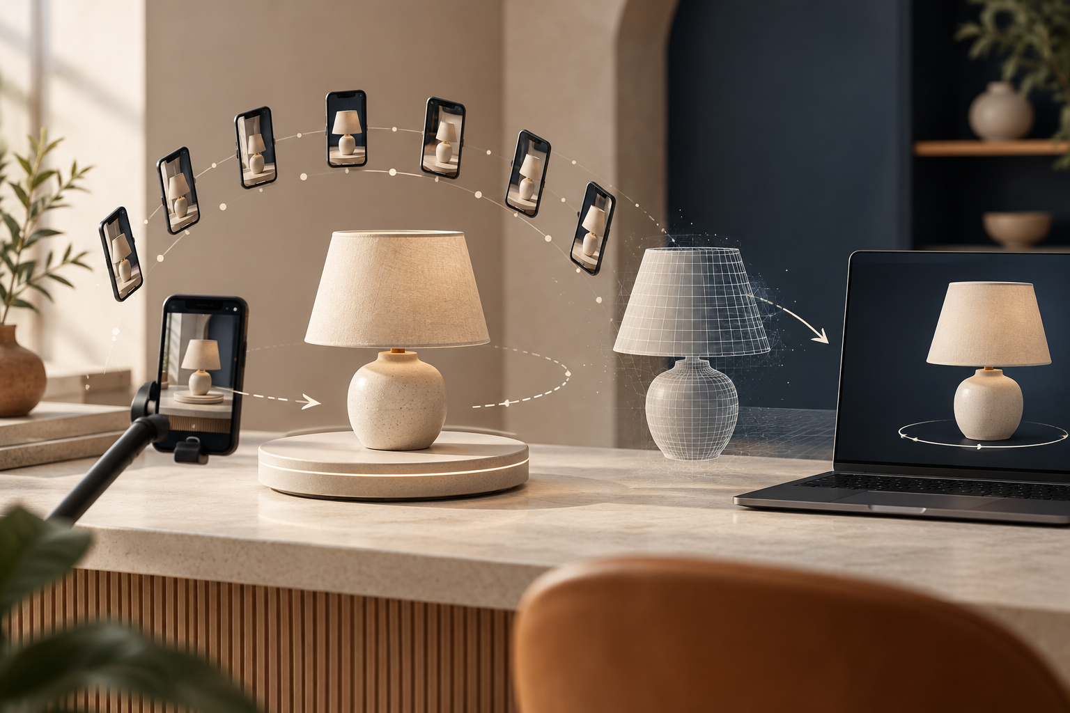 Guided smartphone orbit becoming a 3D product model