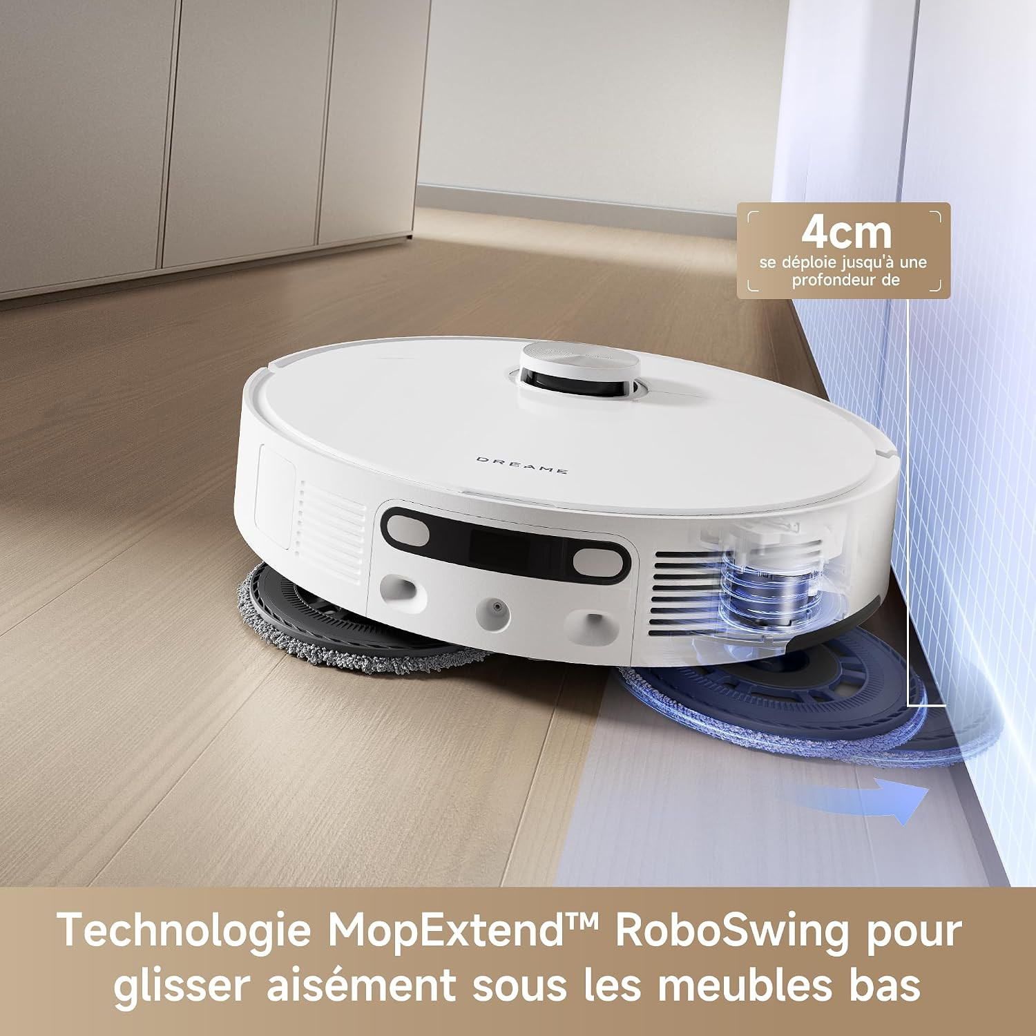 Serpillière extensible sous les meubles