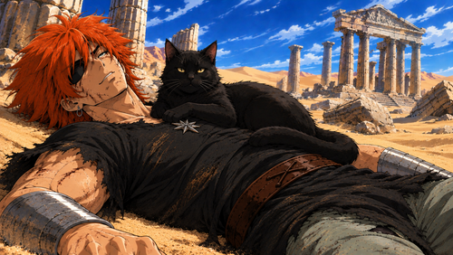 Gato Negro nas Ruínas do Deserto.png