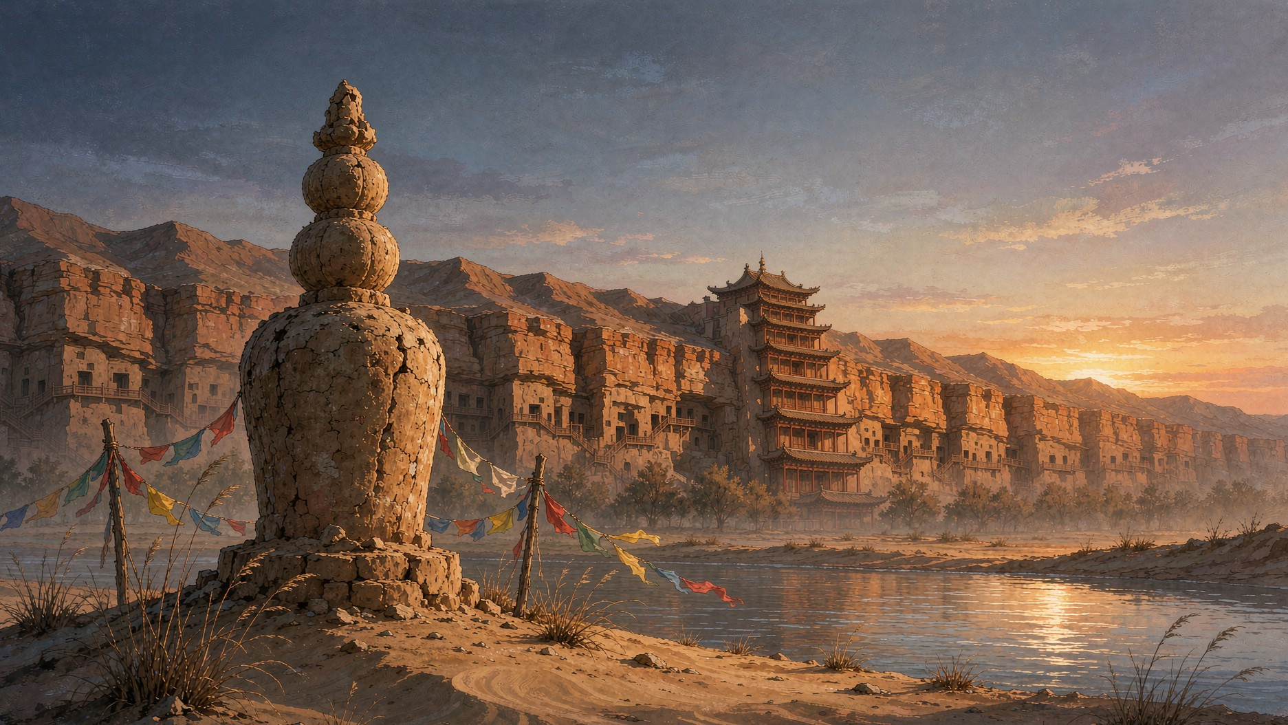 莫高窟大泉河东岸的王圆箓塔