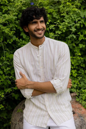 Mandarin Collar Linen Shirt for Men | White & Classic Styles.1