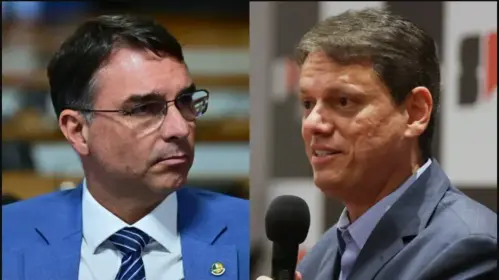 Flávio Bolsonaro e Tarcísio de Freitas usam vídeo falso gravado no exterior para atacar comício de Lula na Paulista