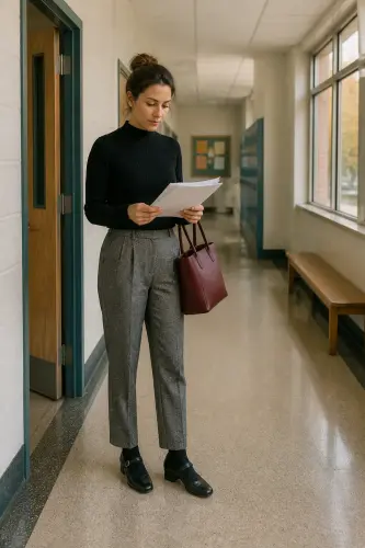 teacher fall outfits 8 herringbone trousers black knit and mary janes 8 1791861198.webp