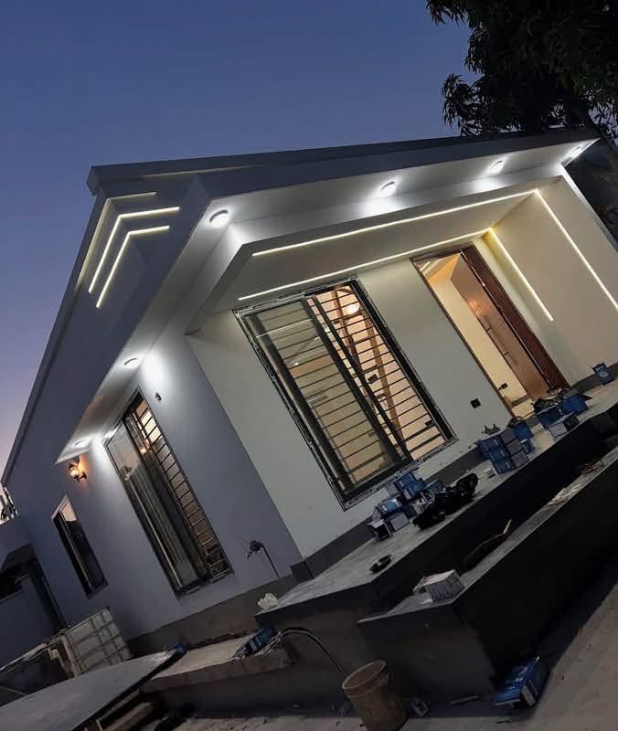 Contemporary Residential Villa - Geometric facade profile and finished exterior terrace