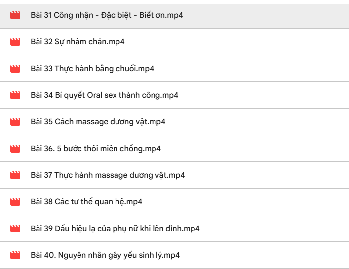 Bài 31 đến 40 - Thực hành chuối, oral, massage
