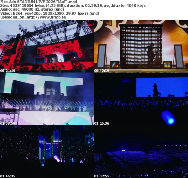 Ado STADIUM LIVE 2026 ”Ao” (Lemino Channel 2026.09.27) Ado STADIUM LIVE 2026 ”Ao” (Lemino Channel 2026.09.27)