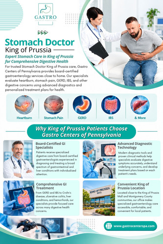 Stomach Doctor King of Prussia care often starts with understanding the pattern rather than rushing straight toward a test or treatment. A longer conversation about symptoms can reveal details that are easy to miss when each episode is treated as a separate problem.

Click here for more information: https://www.gastrocenterspa.com/location/king-of-prussia

Gastro Centers of Pennsylvania

Location: 216 Mall Blvd #120, King of Prussia, PA 19406, United States
Find Us On Google Map: https://maps.app.goo.gl/urcTXbfAmHQzMY5V7

Read Our Blogs:
https://gastrocenterspa.wordpress.com/
https://gastrocenterspa.jimdofree.com
https://gastrocenterspa.medium.com/

More Links:
https://linktr.ee/gastrocenterspa
https://www.buzzfeed.com/gastrocenterspa
https://disqus.com/by/gastrocenterspa/about/