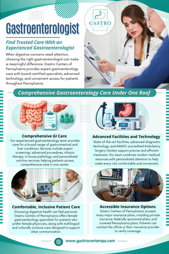 At Gastro Centers of Pennsylvania, the care team includes gastroenterologists, advanced practitioners, and anesthesiologists, with procedures provided through dedicated facilities. 

Gastro Centers of Pennsylvania

Our Location:
King of Prussia: 216 Mall Blvd #120, King of Prussia, PA 19406, United States
Find Us On Google Map: https://maps.app.goo.gl/urcTXbfAmHQzMY5V7

Read Our Blogs:
https://gastrocenterspa.jimdofree.com
https://gastrocenterspa.tumblr.com/
https://gastrocenterspa.weebly.com/

More Links:
https://mez.ink/gastrocenterspa
https://www.magcloud.com/user/gastrocenterspa
https://gettr.com/user/gastrocenterspa