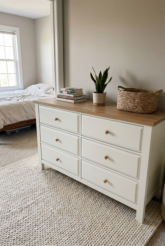 A white six-drawer chest that keeps things bright and properly organised.png