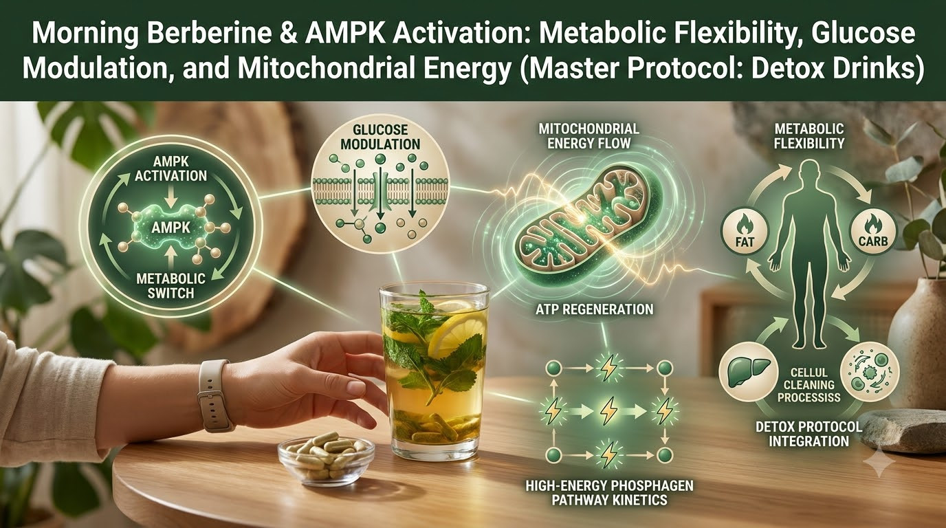 Morning Berberine & AMPK Activation: Metabolic Flexibility, Glucose Modulation, and Mitochondrial Energy (Master Protocol: Detox Drinks) - Evidence-Based Health Guide