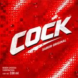 Etiqueta roja pixelada de bebida gaseosa COCK