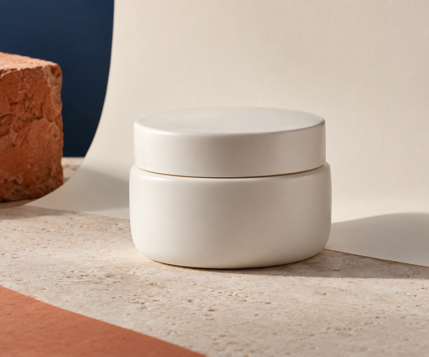 An unbranded skincare jar photographed as a clean product source image