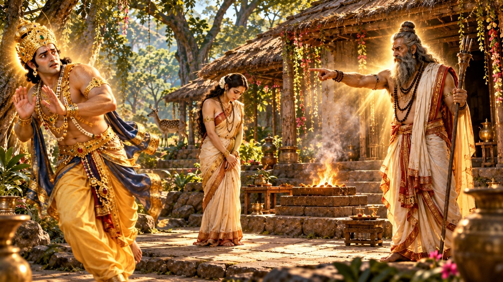 इन्द्र का छल प्रकटीकरण एवं क्रुद्ध महर्षि गौतम का दारुण शाप — भयभीत इन्द्र और पश्चाताप में अहल्या