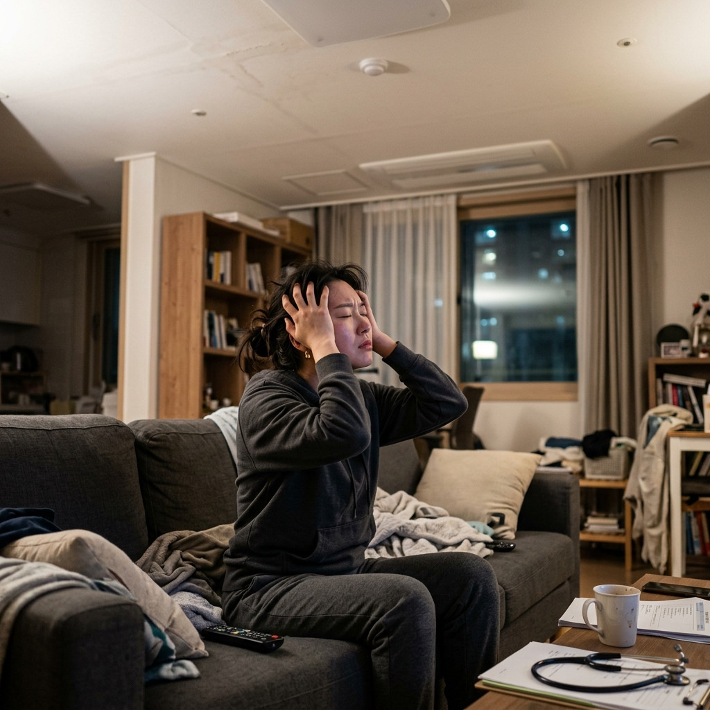 아파트 관리사무소에서 항의하는 입주민과 난감해하는 관리소장