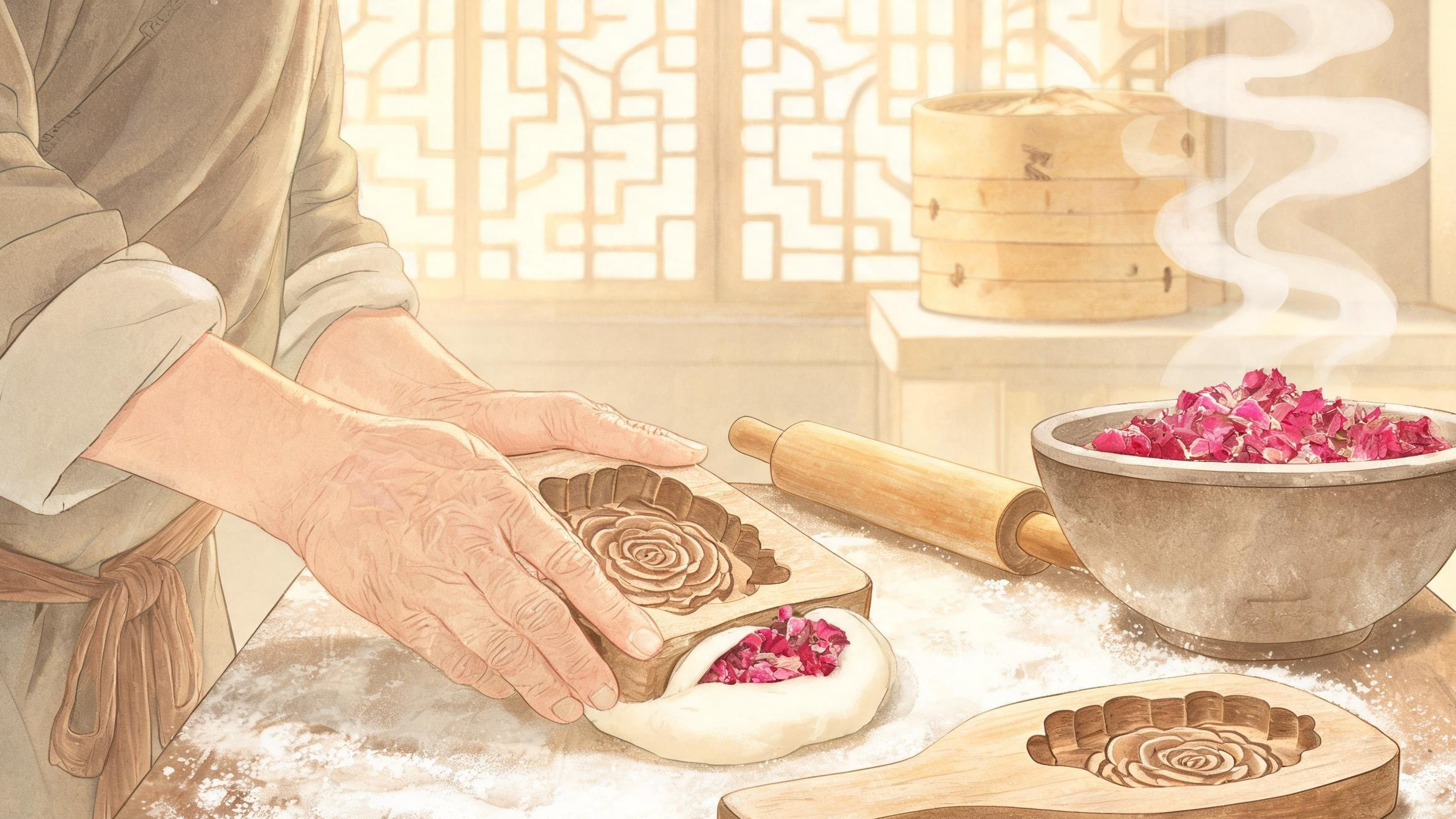 承德鲜花玫瑰饼·工艺
