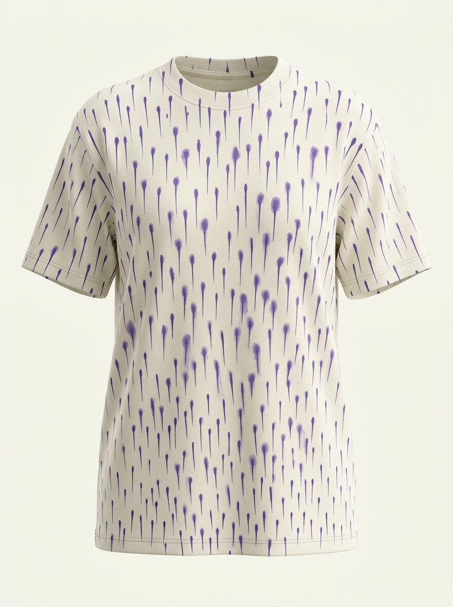 Women's Printed Purple Rain Tee - B2B Export Garment Specification