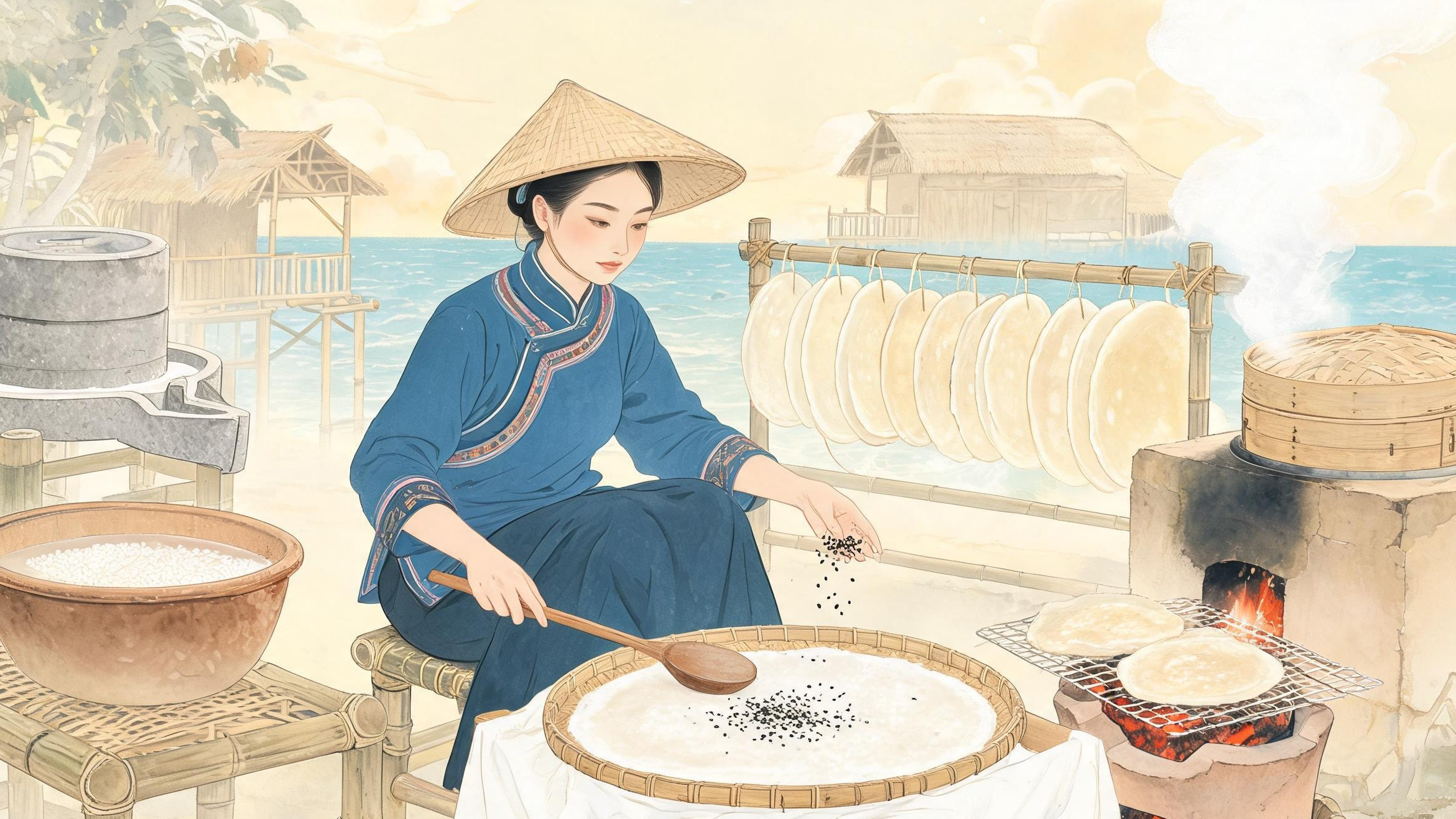 京族风吹饼·工艺