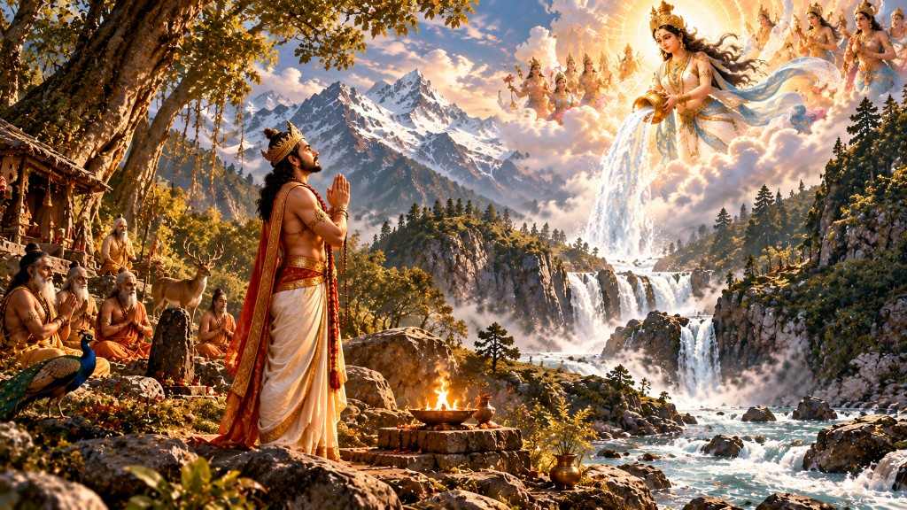 राजा भगीरथ की घोर तपस्या और हिमालय में माँ गंगा का स्वर्ग से धरा पर पावन अवतरण
