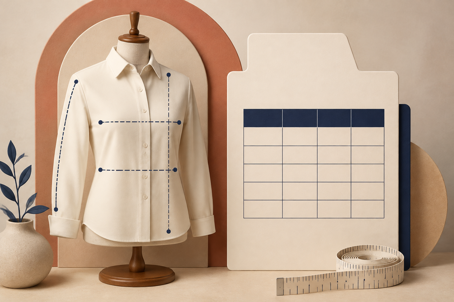 A garment silhouette paired with a clear visual measurement guide