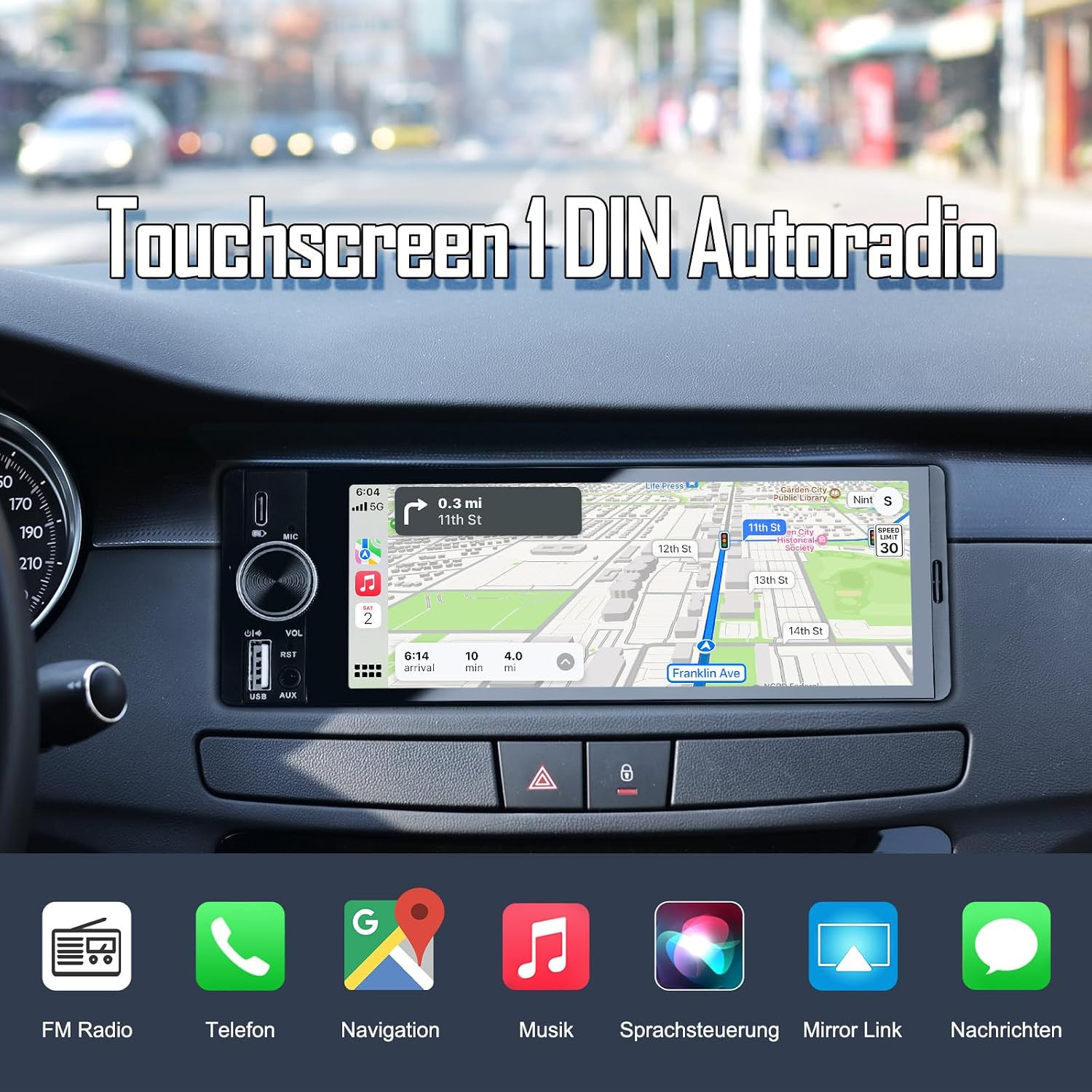 Ecran CarPlay sans fil sur autoradio