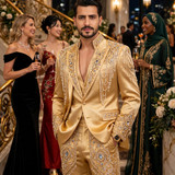 gold suit hotel party