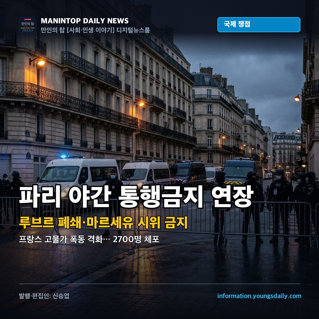 프랑스 파리 야간 통행금지 및 경찰 경계 태세 보도사진