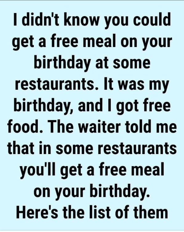 12+ Restaurants Where You’ll Get A Free Meal On Your Birthday