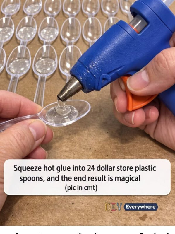 Squeeze Hot Glue Into 24 Dollar Store Plastic Spoons, and the End Result Is Magical!
