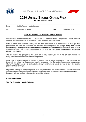 [United States GP]Doc 5 Car Display Procedure page 2.2