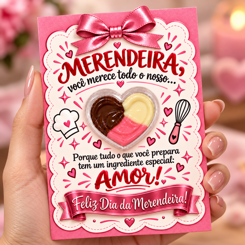 Cartão de Dia da Merendeira com Coração Doce.2
