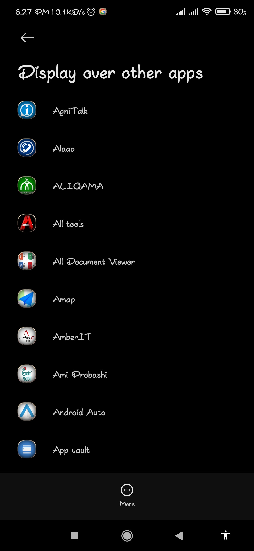 Android Display Over Other Apps Settings
