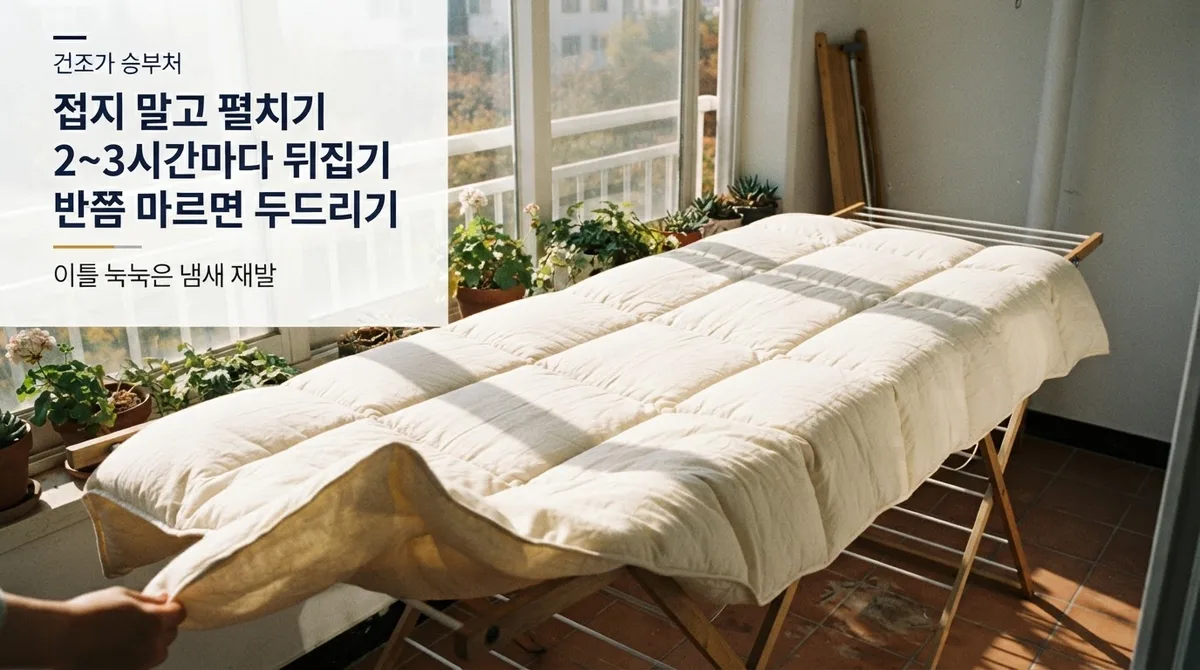 겨울 이불 건조와 숨 살리기, 세탁보다 망치기 쉬운 단계