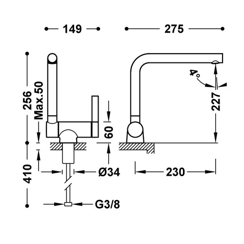 disegno tecnico miscelatore cucina tres kitchens 23033503.1