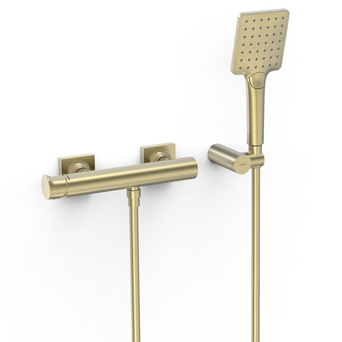 miscelatore doccia esterno con doccino tres project 22116701ca cava dorato pbt.1