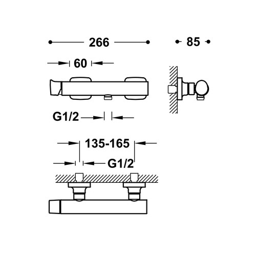 disegno tecnico miscelatore doccia esterno tres loft 22216701.1