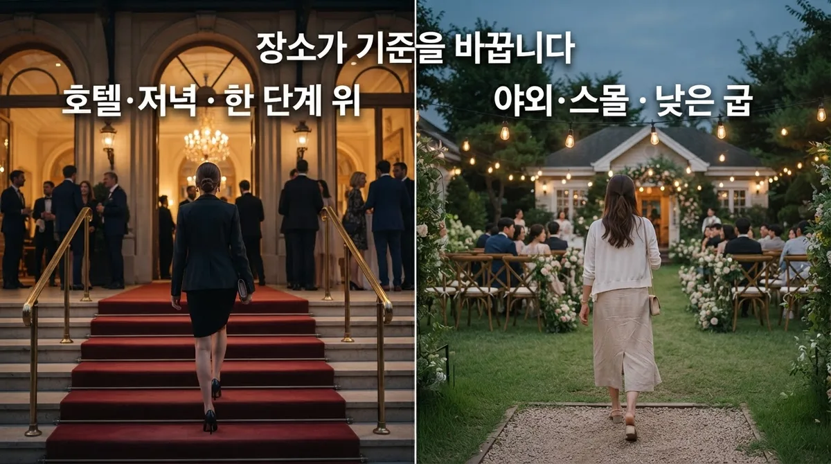 호텔·하우스·야외·스몰웨딩, 예식장 격식에 맞춘 하객 옷차림