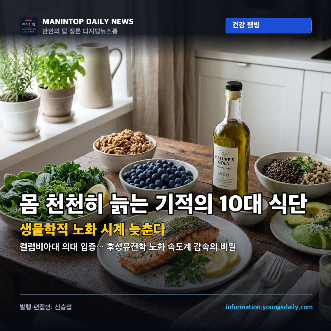 “몸 천천히 늙는 법?”… 생물학적 노화 시계 늦추는 ‘기적의 10대 식단’ 공개