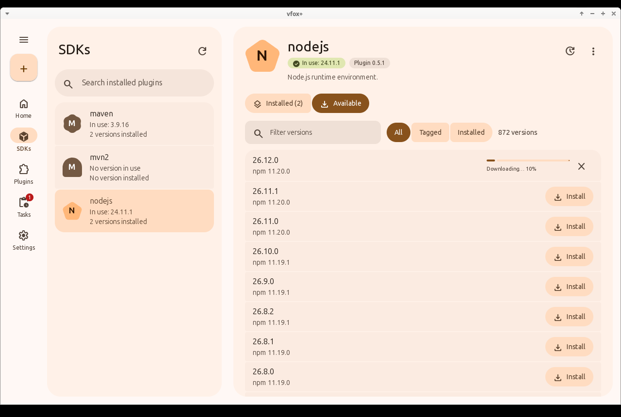 Installing a version of nodejs
