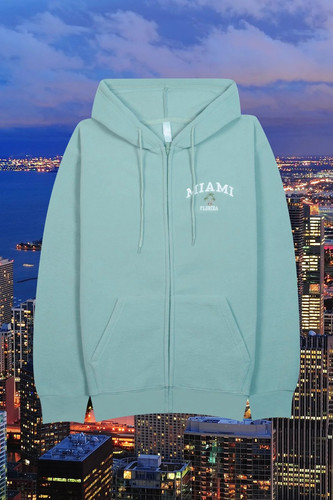 Adult Polar Fleece Ribbed Cuffs & Hem Full Zip Hoodie- ‘MIAMI/FLORIDA’ Embroidery – POL SINGA SAGE.jpg