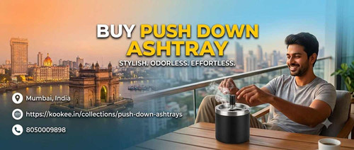 Buy Push Down Ashtray Online | Odor-Free & Stainless Steel | Kookee India.jpg