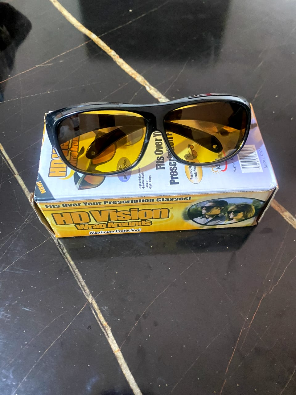 Real delivery photo of HD Vision night driving glasses