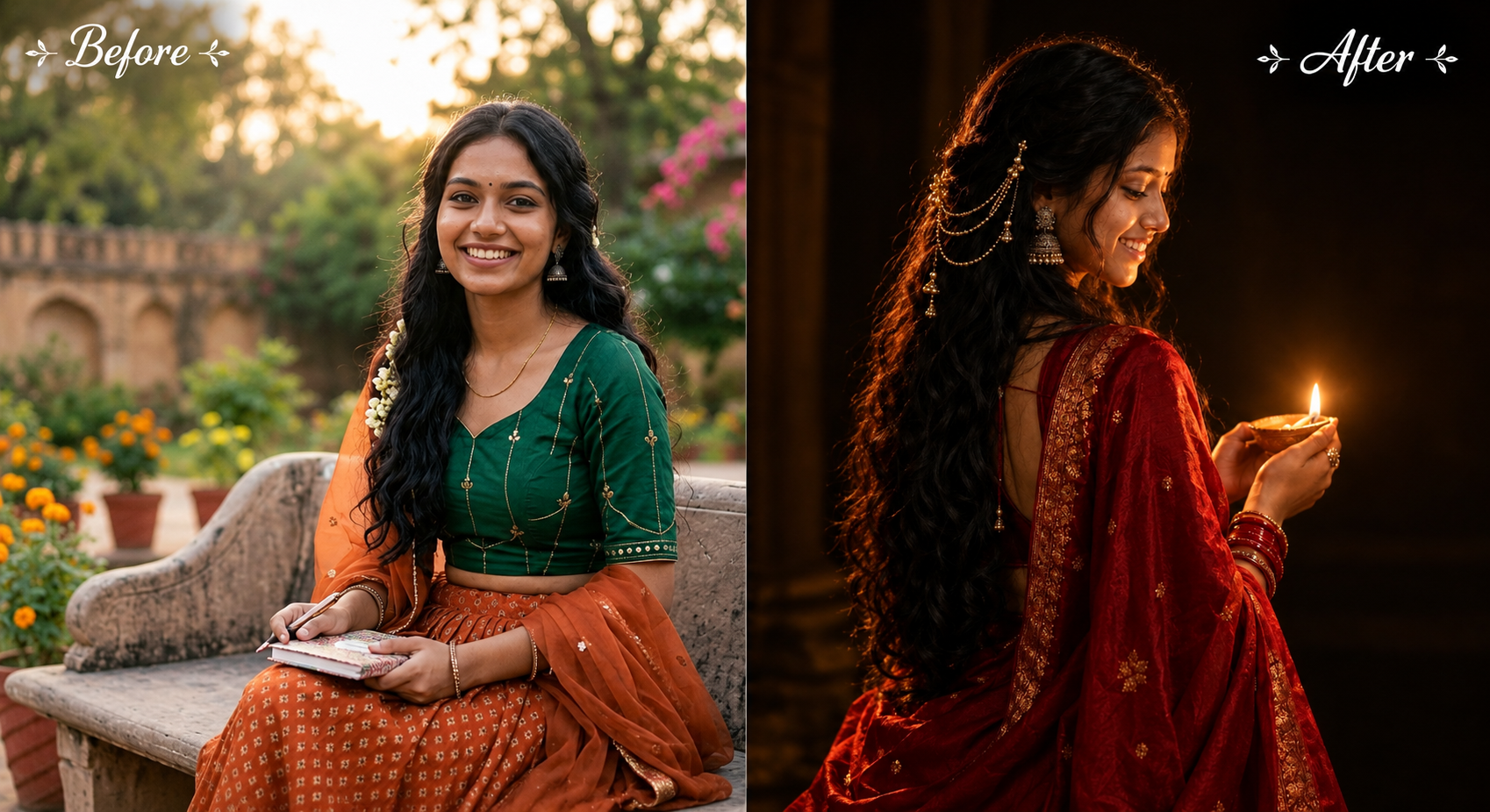 Traditional saree wearing