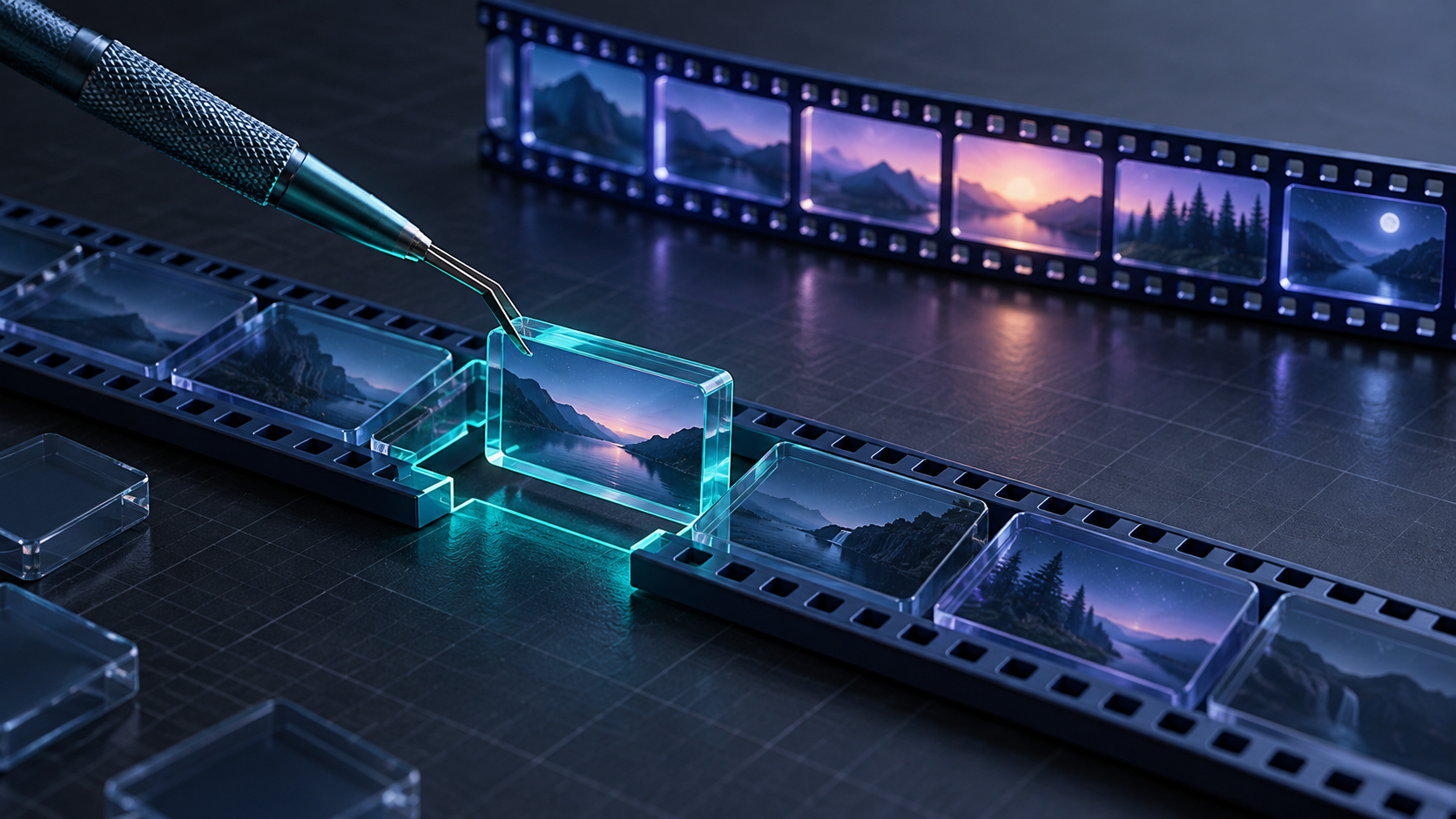 Modular editable motion graphics film strip