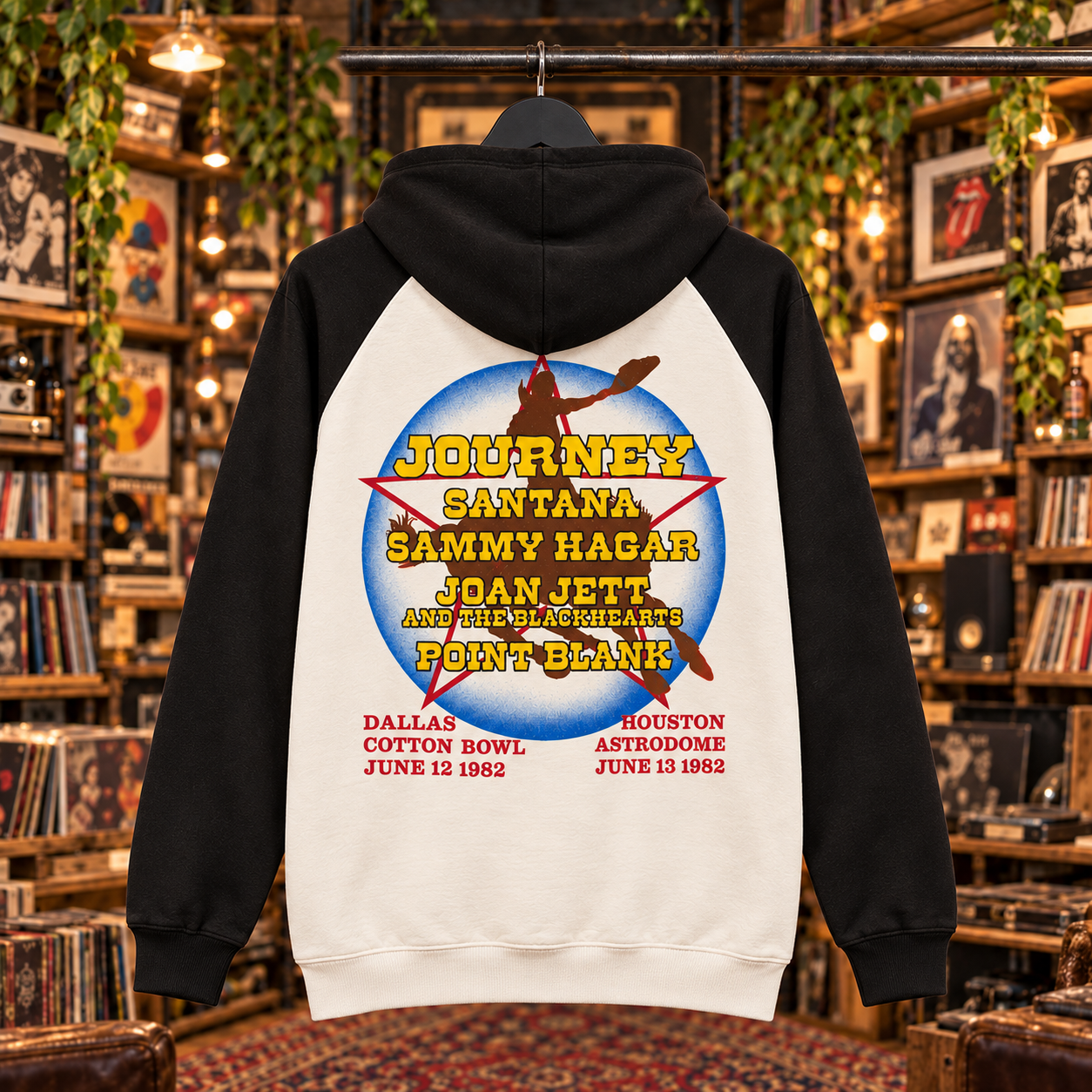 1982 Texxas Jam Retro Pullover Hoodie — Ivory / Black — back design view