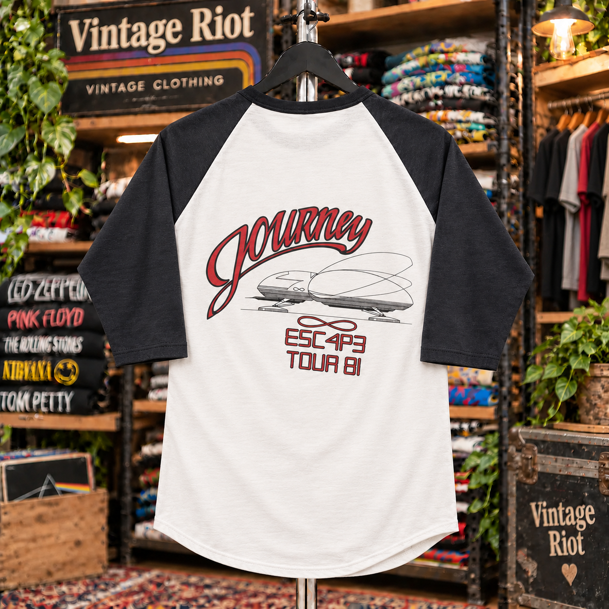 Journey Escape Tour ’81 Retro Raglan Shirt back design illustration